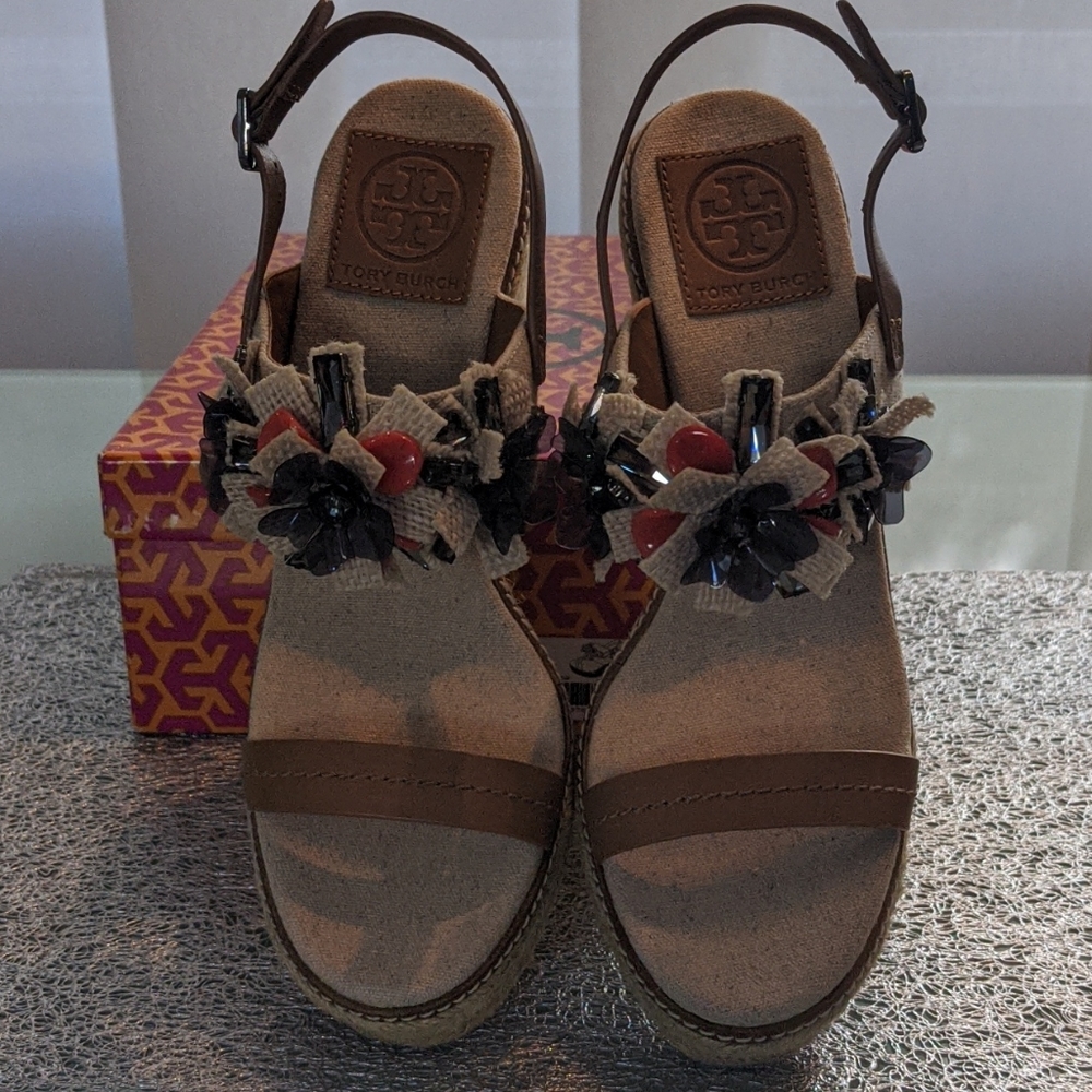 Tory Burch Mallory 120mm Wedge Espadrille size 9